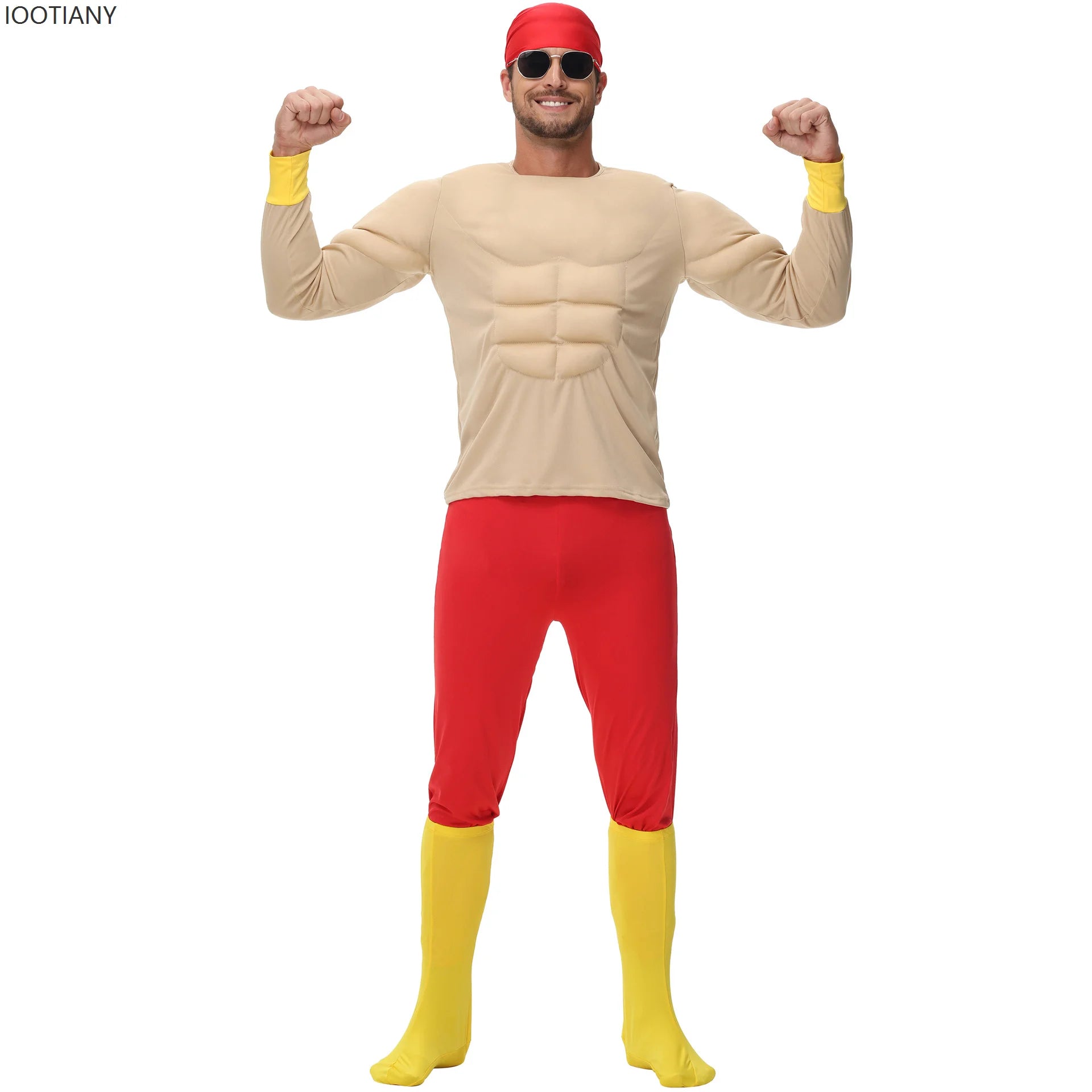 Wrestler pro wrestler Costume Adult Macho Super Muscle Funny Suit Halloween Holiday Party Stage Muscle Man - product image 5