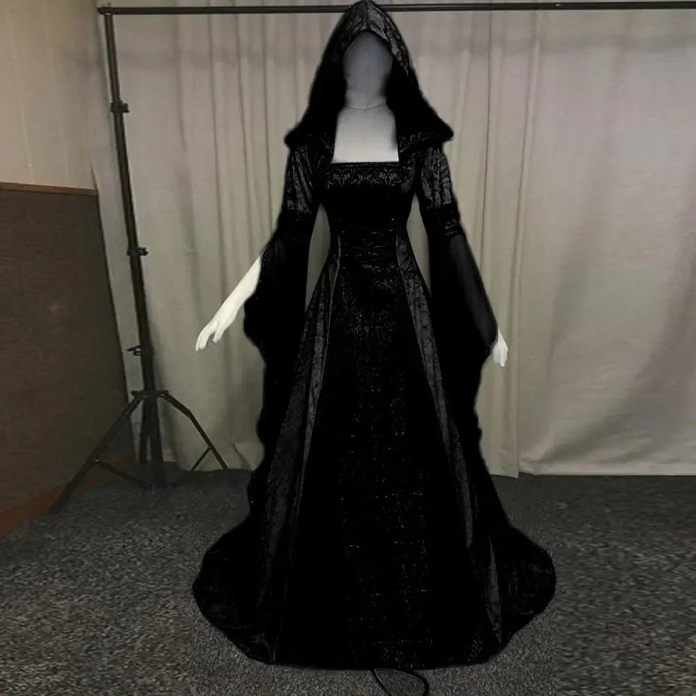 Women's Deluxe Witch Dress Medieval Renaissance Maxi Train Dress Halloween Devil Pagan Witch Wedding Cos - product image 6