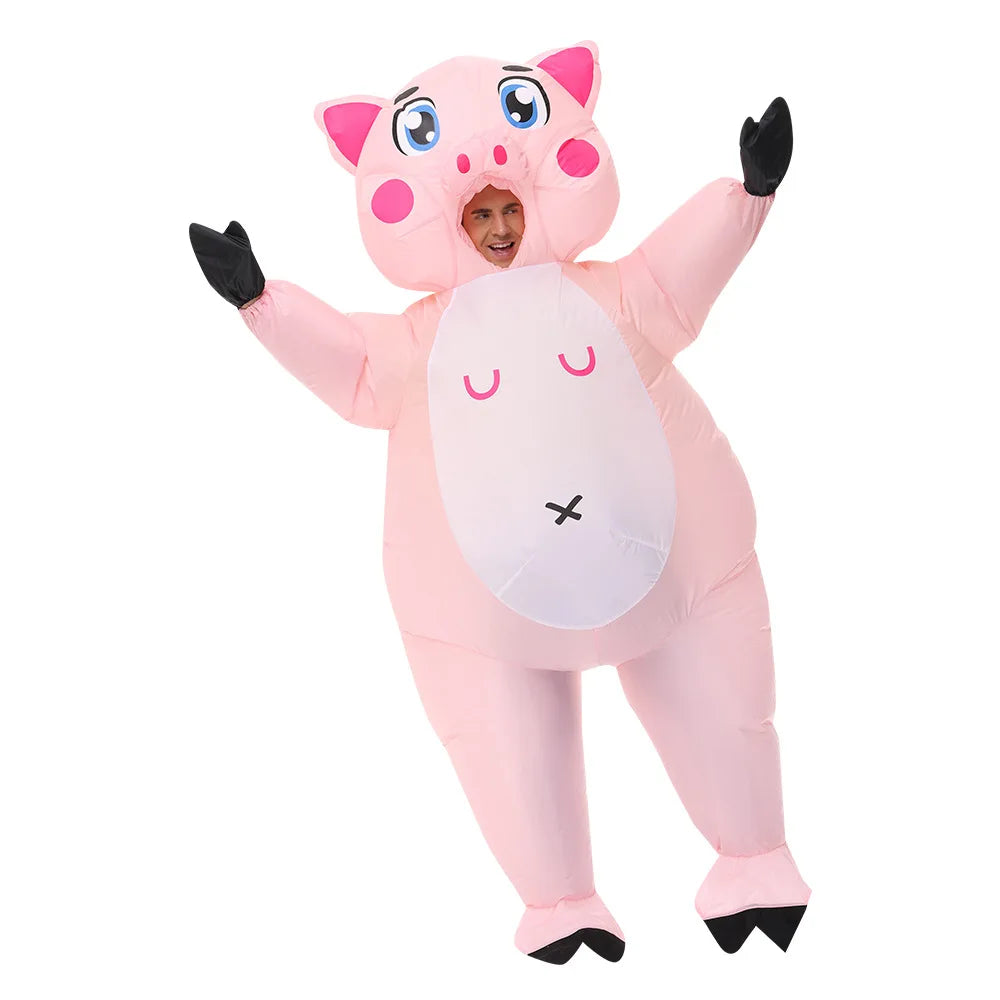 Adult Halloween Costume Handstand Clown Inflatable Costume Blow Up Pig Outfit Dress Ballet - Red / Adult 59.1–76.8 in (150–195 cm)