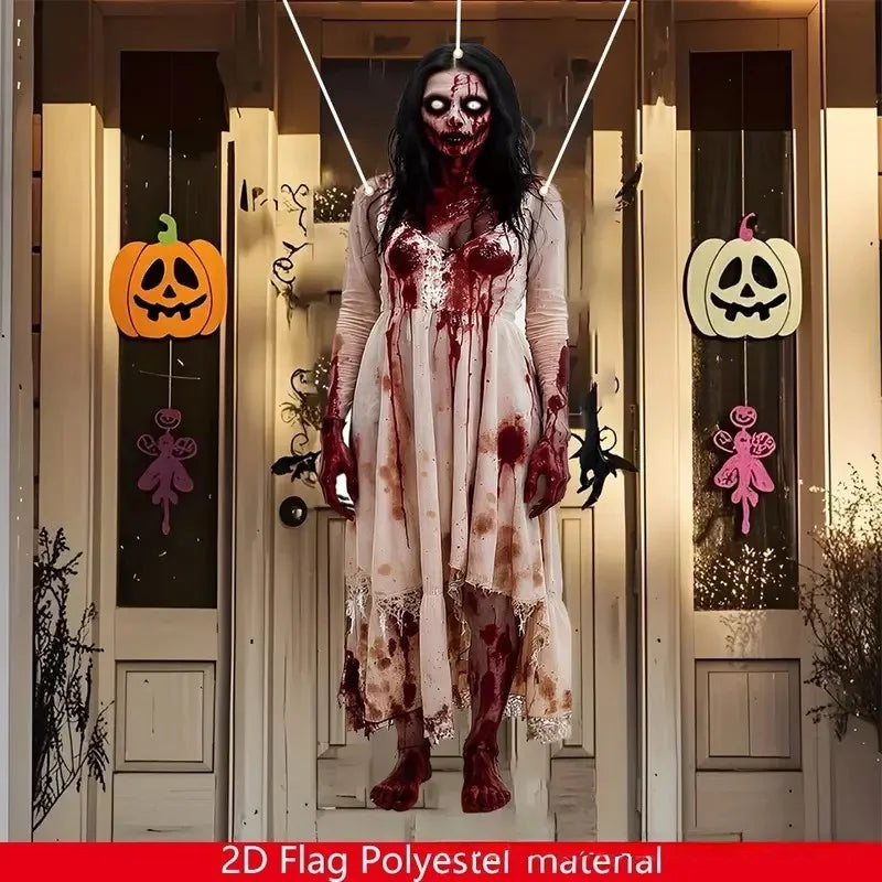 Halloween Horror Skull Bride Backdrop Gothic Skeleton Bride Photo Background - product image 1