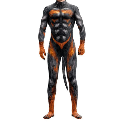 Pet Men Animal with Tail Full Cover Elastic Zentai Jumpsuit Dog Puppy Costume - alternate view 8