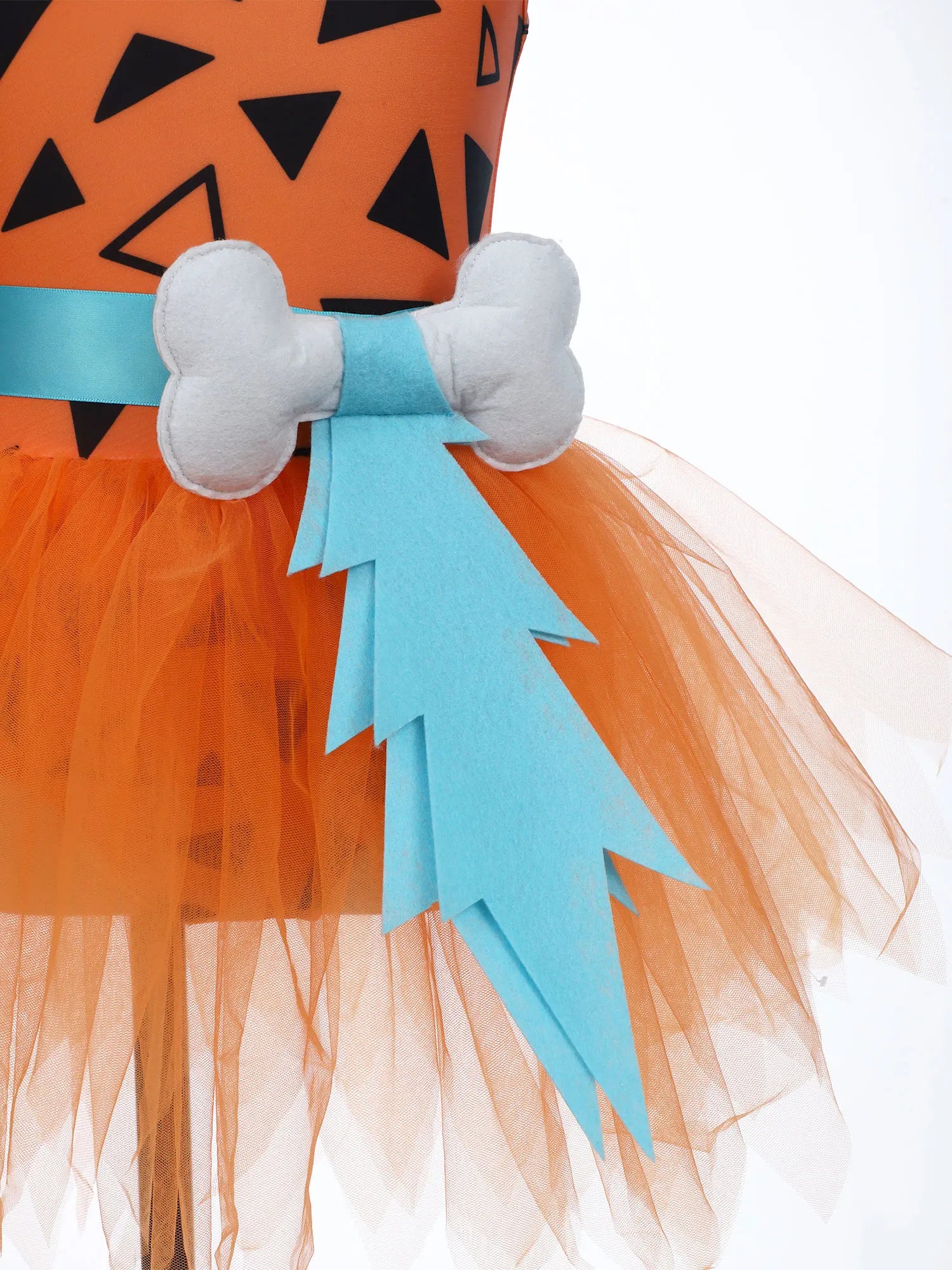 Kids Girls Halloween Theme Party Caveman Flintstone Primitive Man Cosplay Costume 3D Bone Decor Mesh Tutu - product image 5