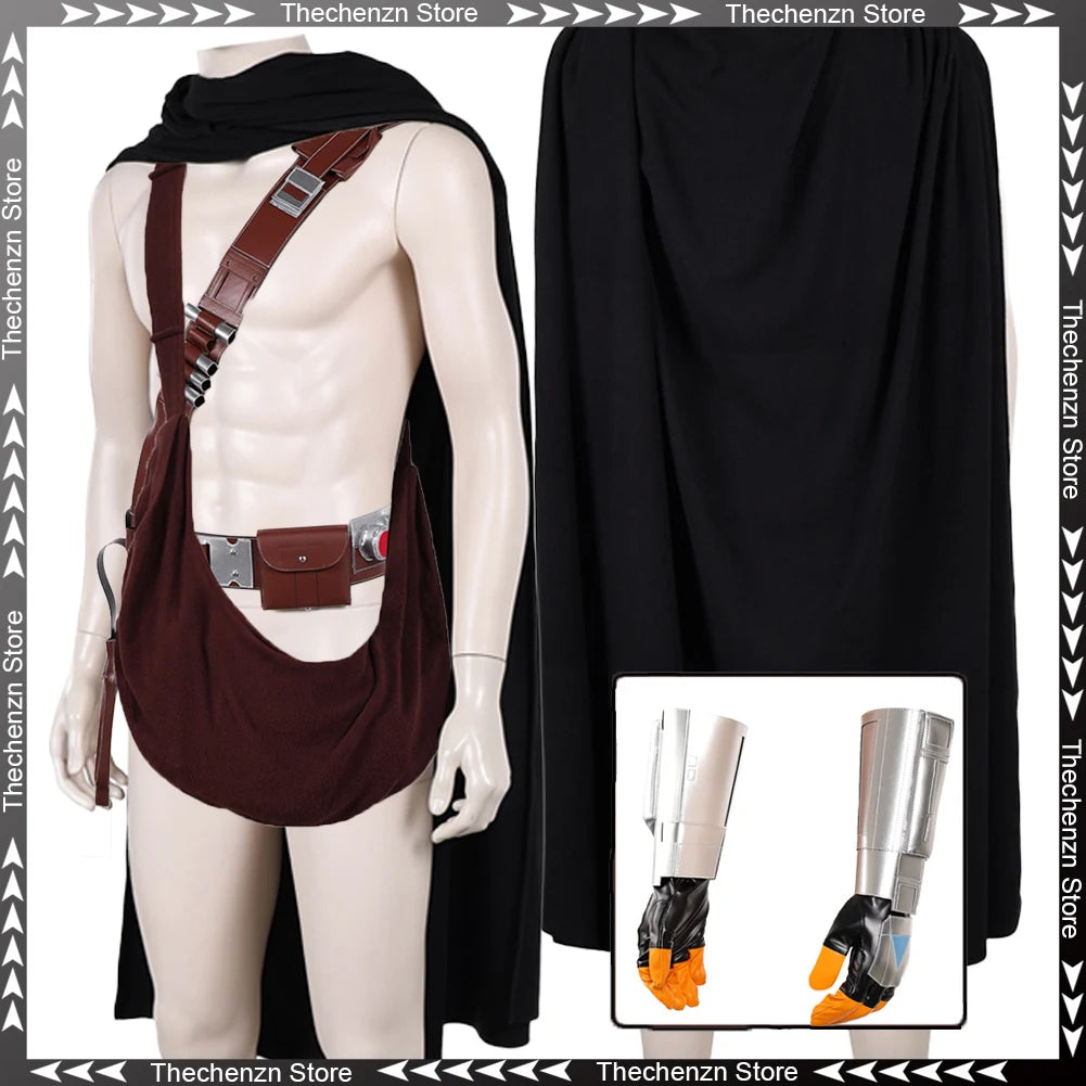 Din Djarin Black Cape Costume for Men Cloak TV Bounty Hunter Man Costume Accessories - Only Gloves A / L