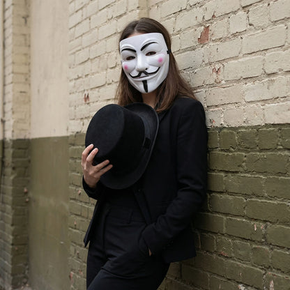 2PCS / SET Classic Anonymous Style Mask Full Face Costume Mask for Men Women Halloween - WHITE