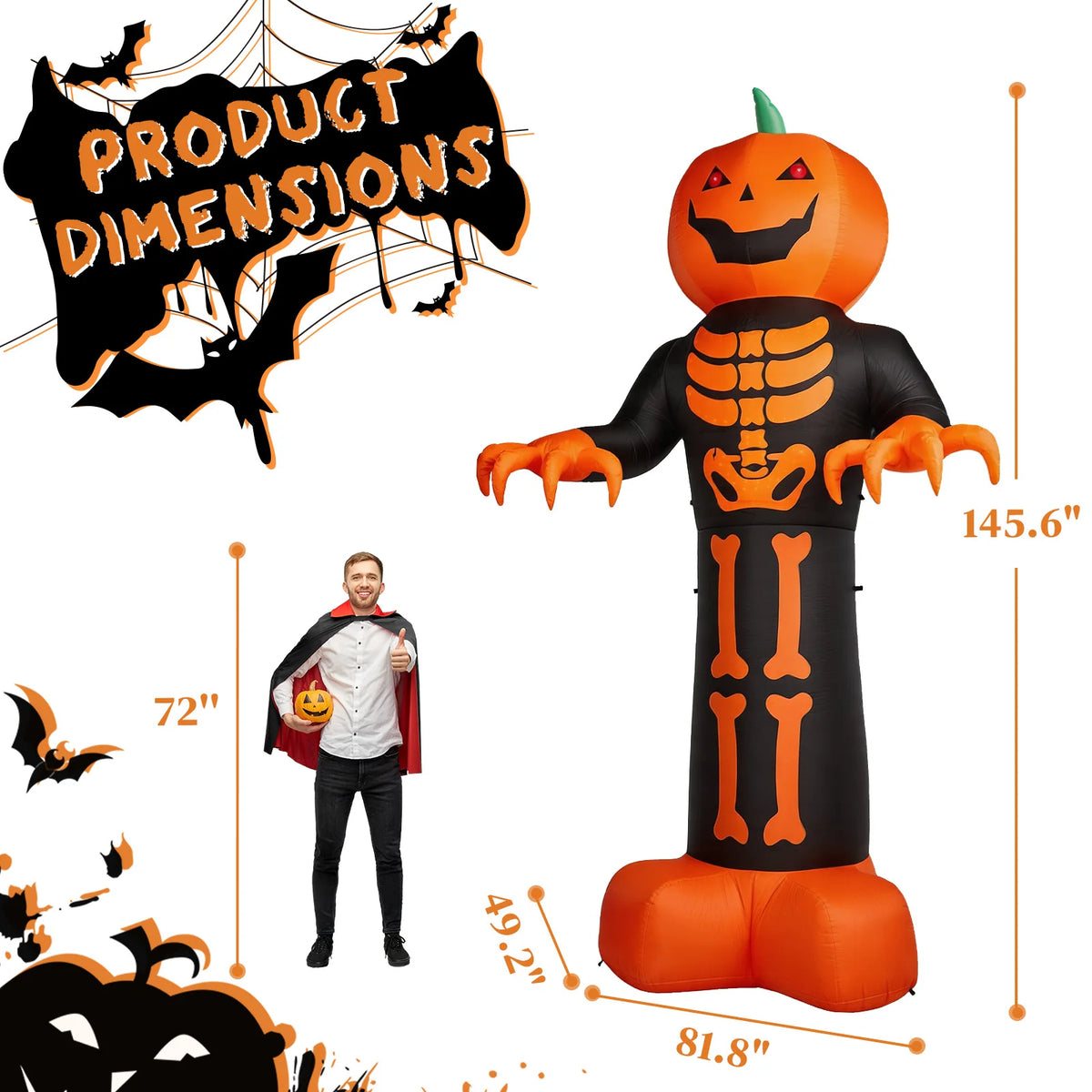 Grim Reaper Skeleton Halloween Decoration - Black Inflatable - product image 4