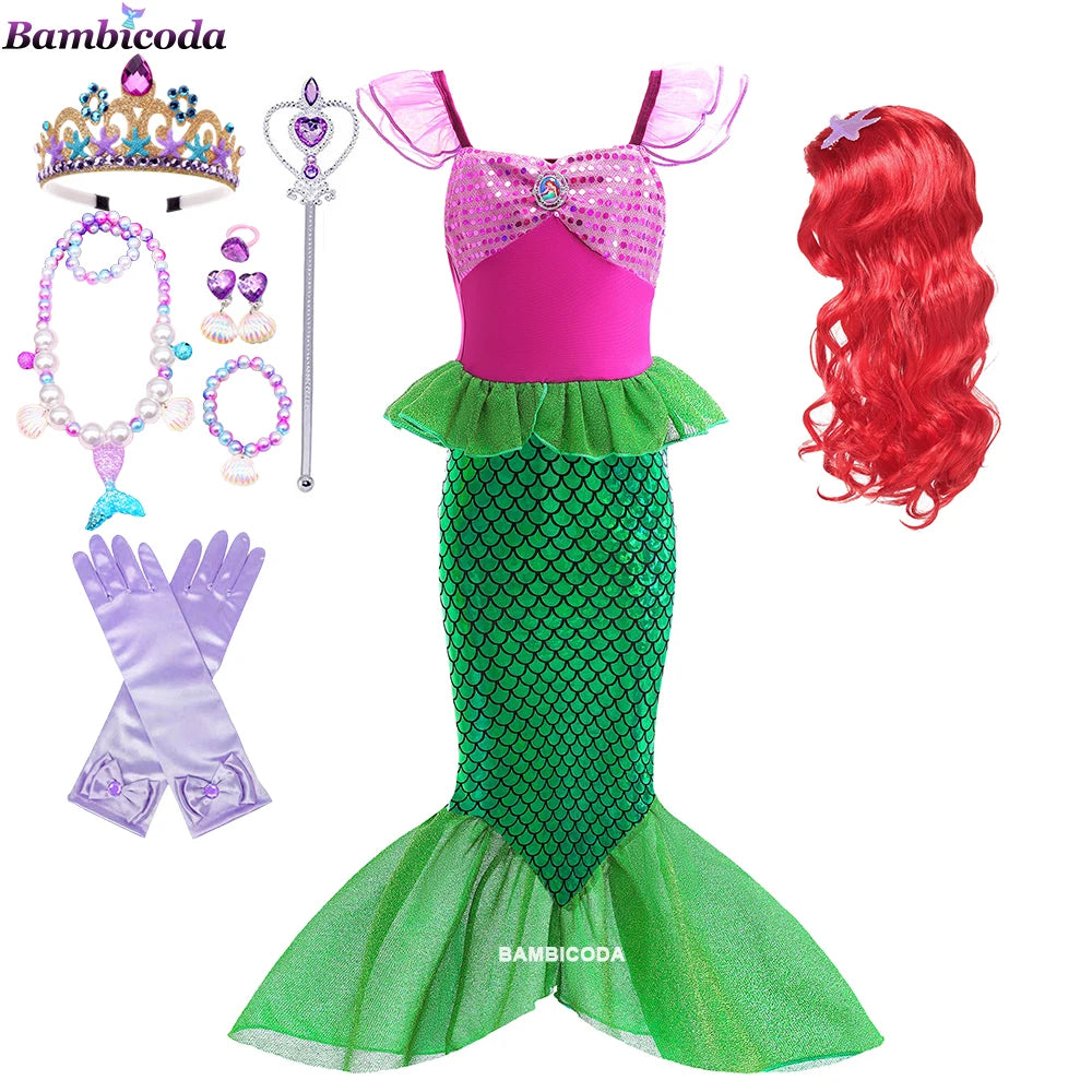 Ariel-Inspired Mermaid Princess Costume for Girls | Dress-Up Gown