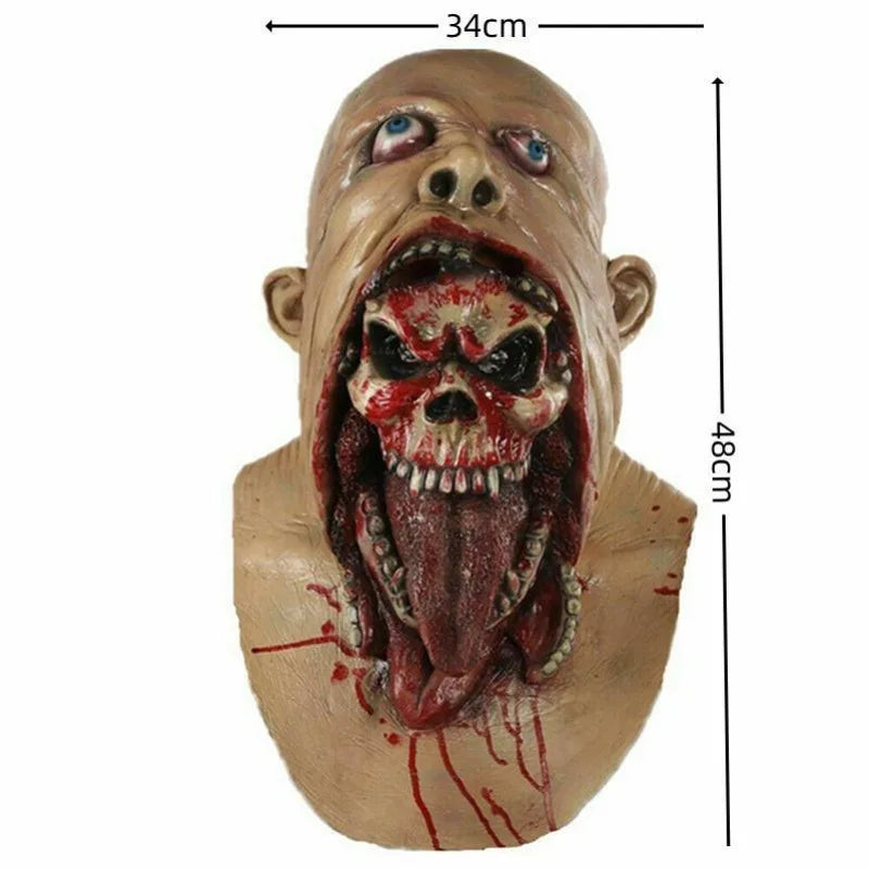 Spooky Halloween Zombie Mask - Latex Bloody Skull With Melted Face For Cosplay & Party Decorations Halloween - product image 3