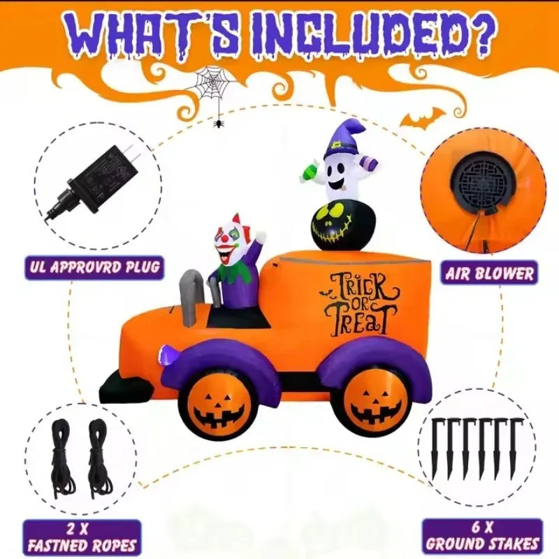 8FT & Holiday DIY Decorations Inflatables Clown Ghosts Truck Built-in