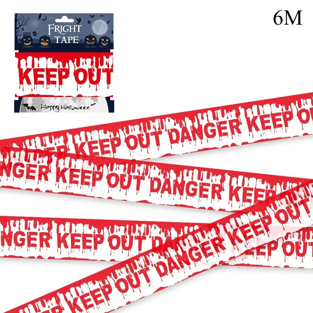 Halloween Warning Tape Signs Banner Halloween Props Window Prop Danger Warning Line Halloween Decoration Supplies