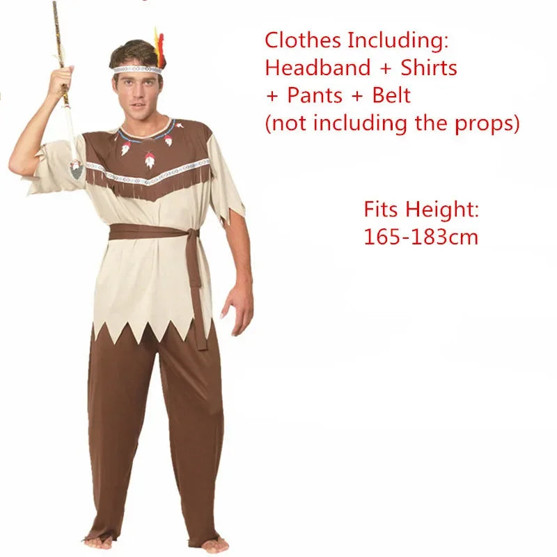 Men Women African Original Savage Costume Adults Wildman Costume Dress - 21 / One Size