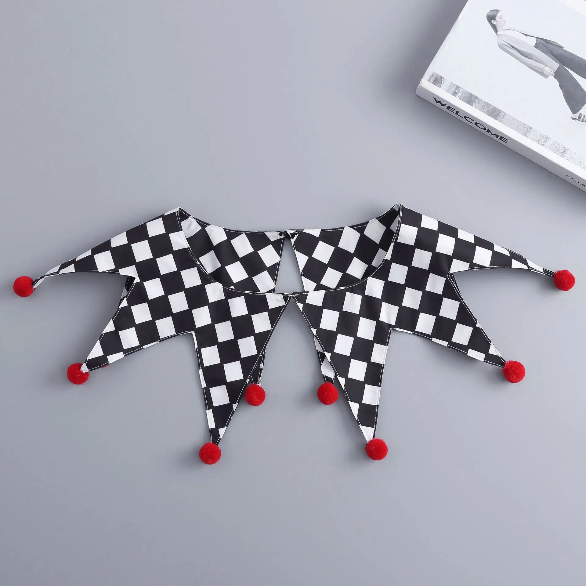 Halloween Clown Collar Black and White Plaid Fake Collar European and American Men and - View 7
