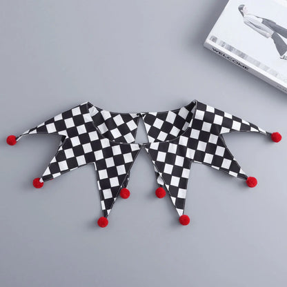 Halloween Clown Collar Black and White Plaid Fake Collar European and American Men and - View 7