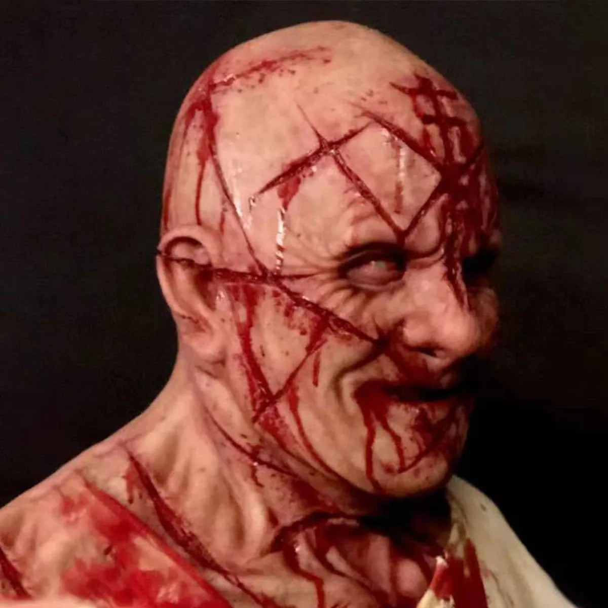 Halloween Horror Headgear Scary Bloody Murderer Mask Latex Material Evil Role-Playing Props Tricky Prank Toy