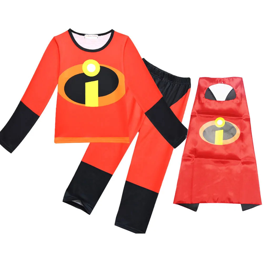 Kids Incredibles Red Halloween Costume Set with Mask & Cloak