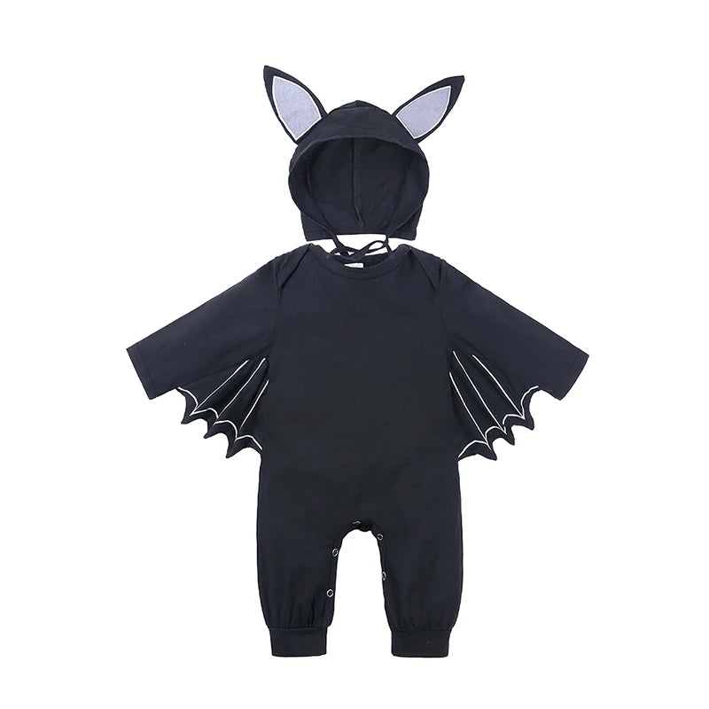 Baby Jumpsuit Pumpkin Head Skull Bones Infant Costume Bat Romper Long Sleeve Round