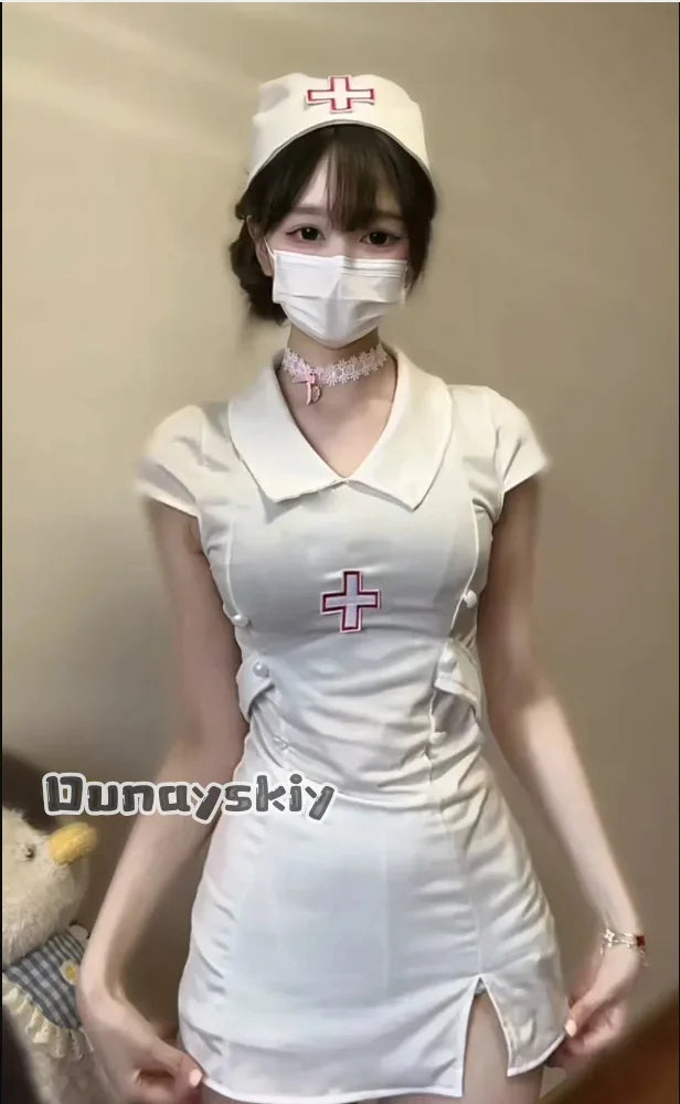 Dark Devil Costume Sexy Devil Nurse Uniform Set Black White Women's Dresses For
