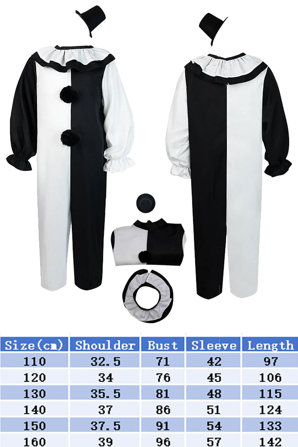 Art the Clown Terrifier Costume Dress Outfit Latex Masks Kids Adult Men Women Roleplay - Costume A / XL
