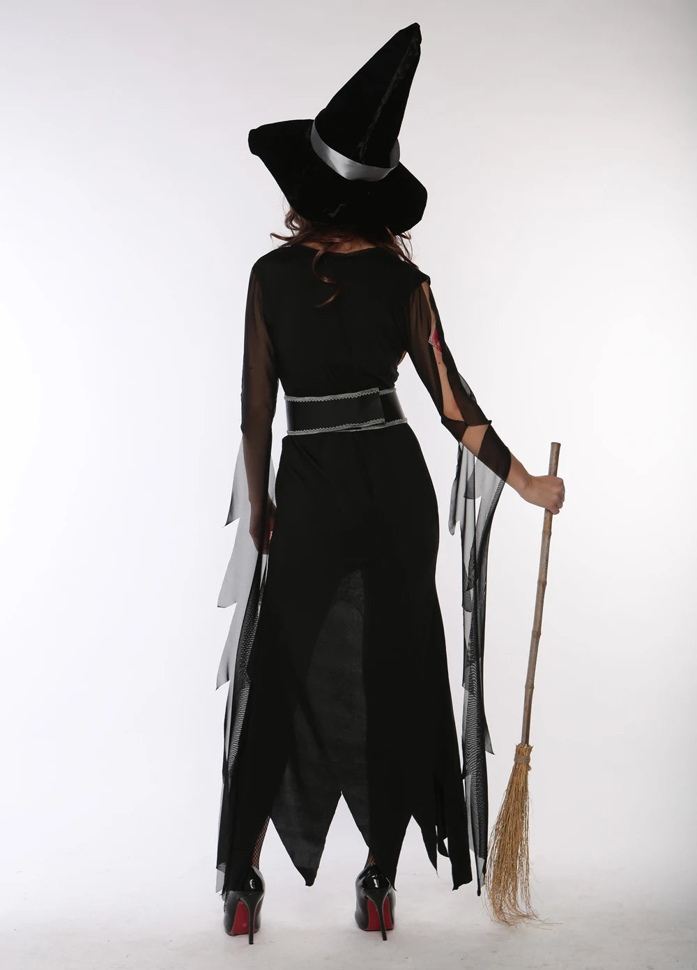 Women's Black Mesh Witch Costume – Gothic Halloween Dress