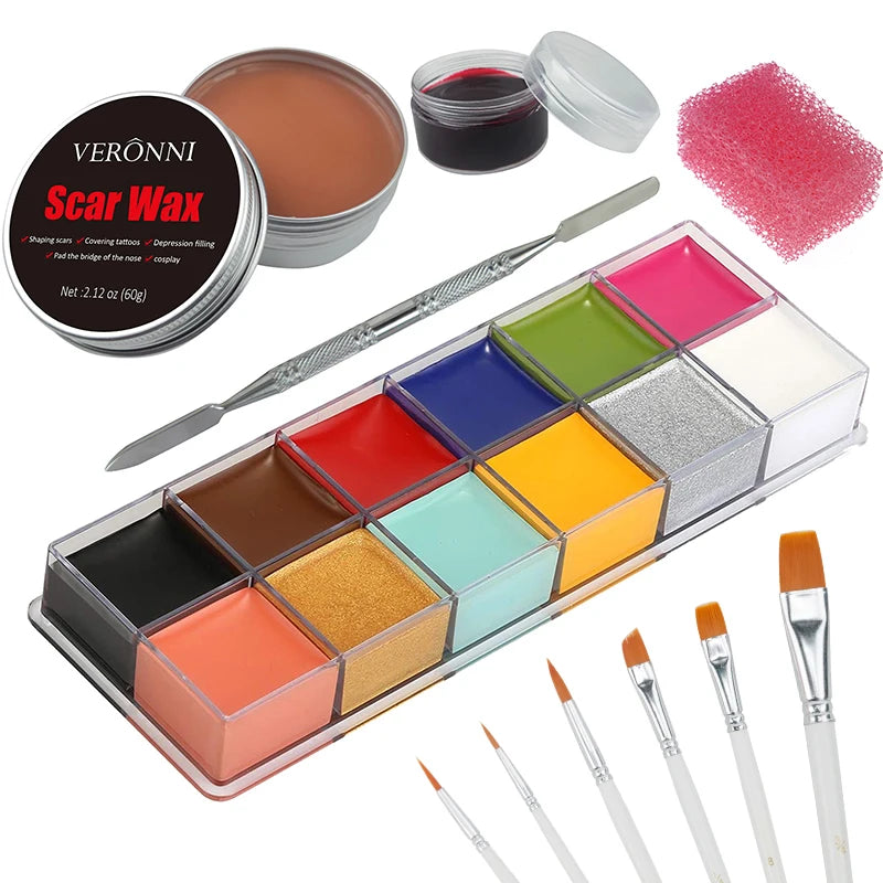 12/20 Colors Face Body Painting Fake Blood ,Halloween Professional Special Effects Makeup Kit with Wound - product image 11