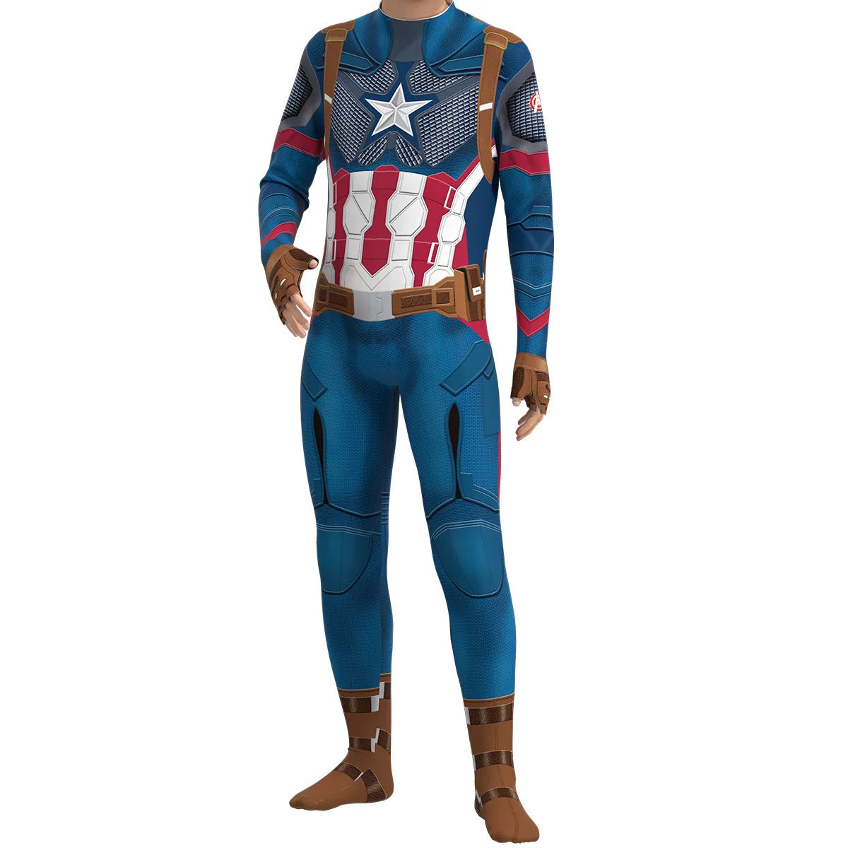 Halloween Cosplay Costume Captain Iron Long Sleeved Print Bodysuit Theme Party Role Playing Outfits for Adult - product image 1