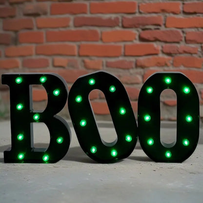 Halloween Decorations-3 LED Marquee Light up Letters "BOO" Sign Halloween Decor for Kitchen Tabletop Fireplace Mantel Party