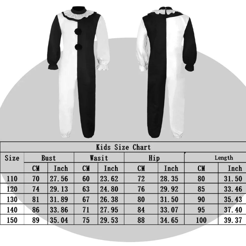 Terrifier Art Clown Costume Joker Disguise Jumpsuit Girls Up Horror Dress Suit Halloween - jumpsuit A / Kids 120