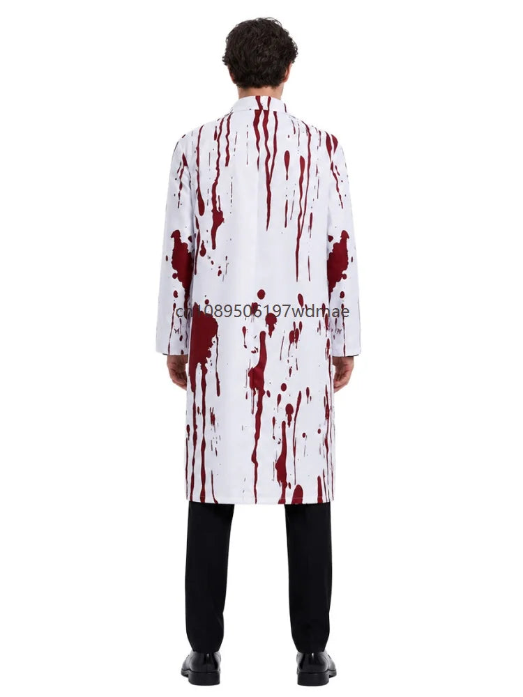 Halloween Bloody Doctor Lab Coat Horror Zombie Doctor Costume Long - view 4