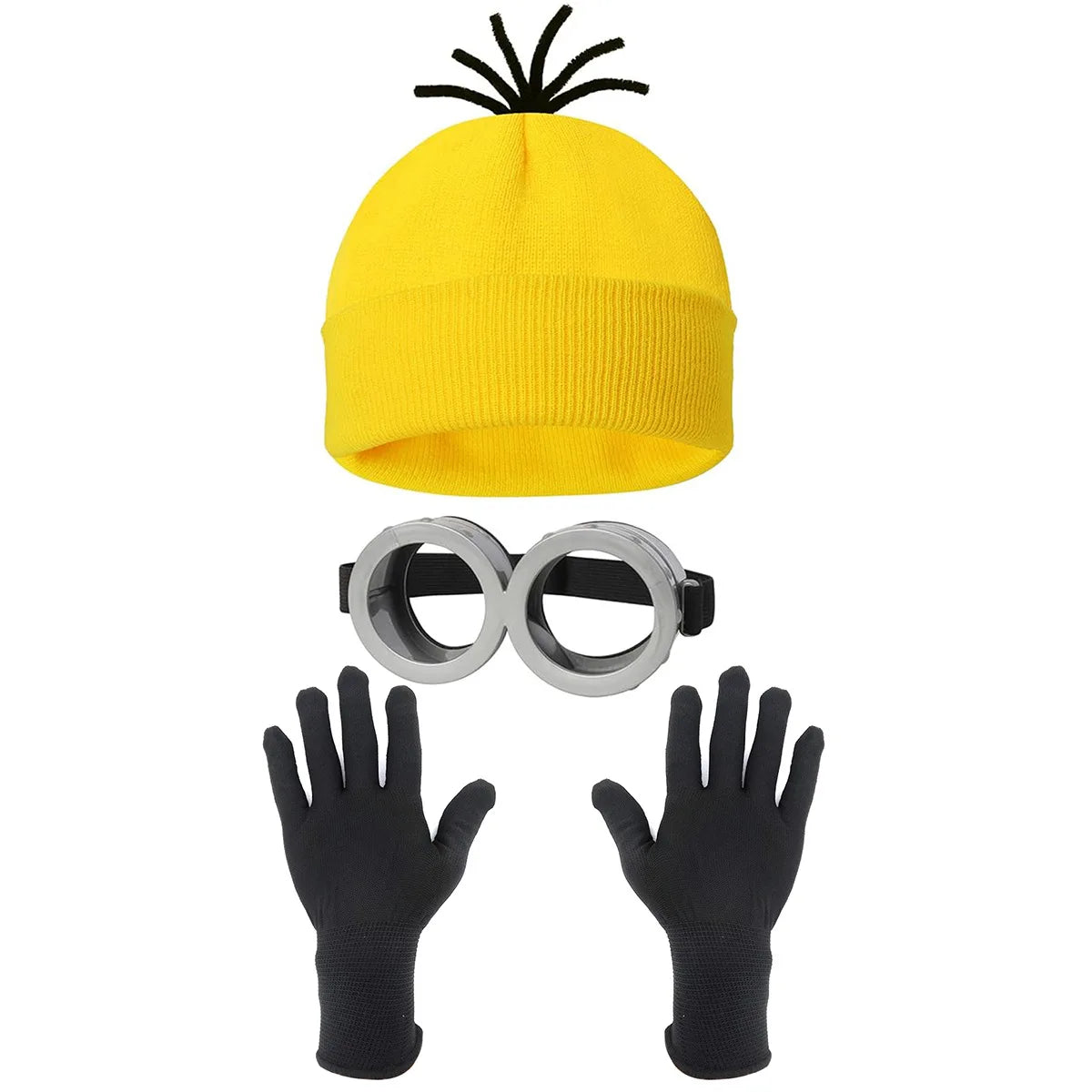 Halloween Yellow Goggle Henchmen Knitted Hat Gloves Eyewear Mesh Skirt Shoulder Strap Set Adult - product image 4