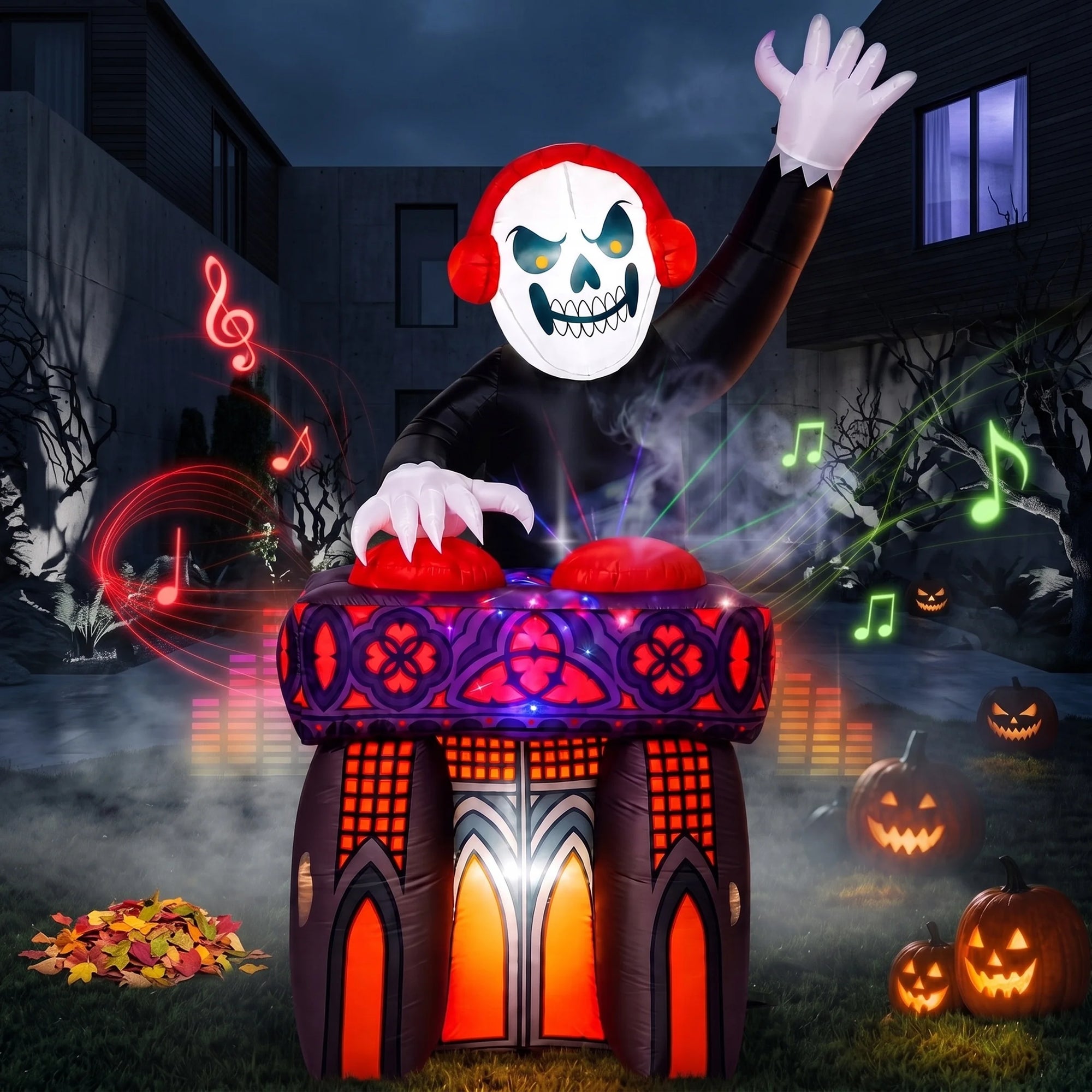 6FT DJ Skeleton Inflatable Decoration with Music Speaker & Music