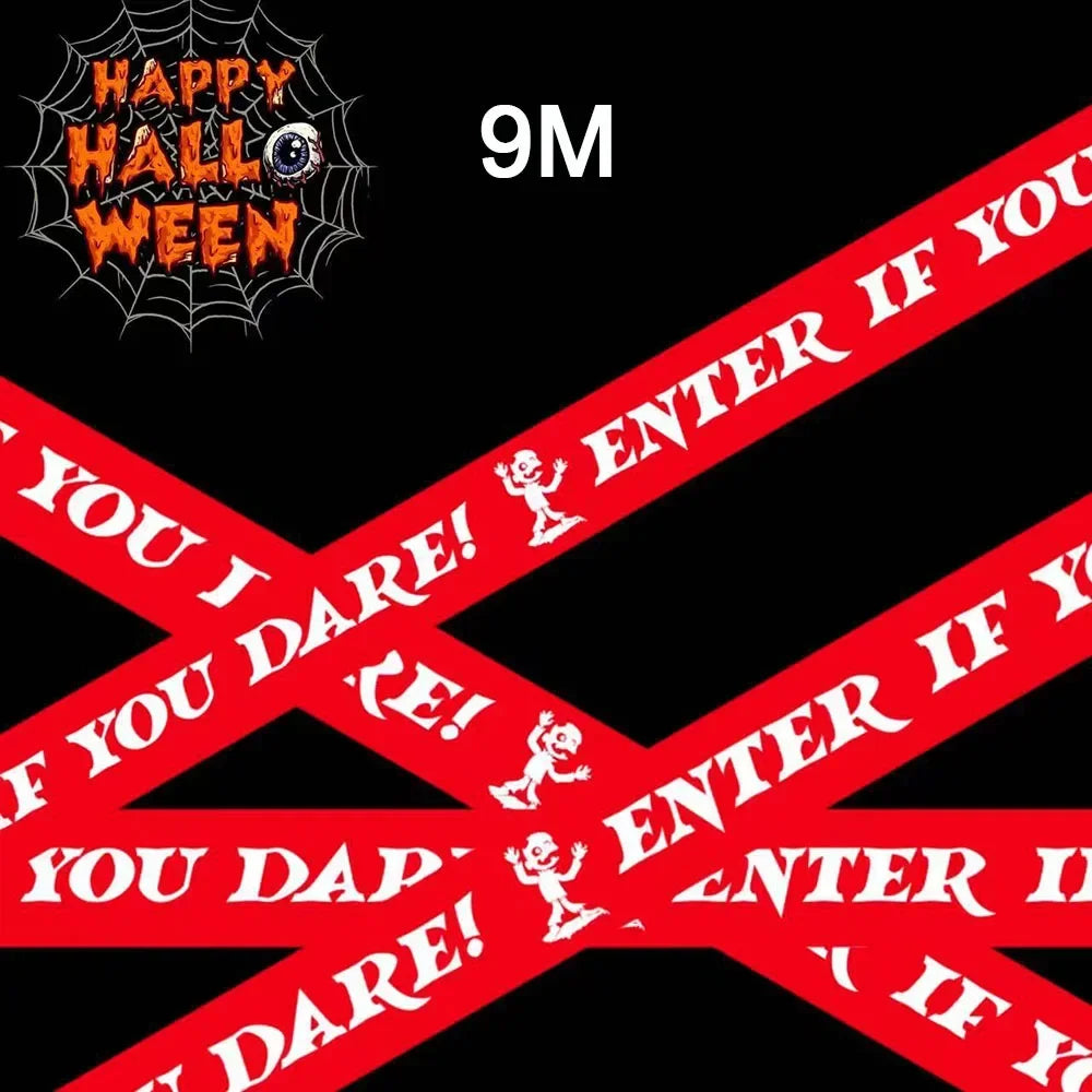 Halloween Warning Tape Signs Banner Halloween Props Window Prop Danger Warning Line Halloween Decoration Supplies