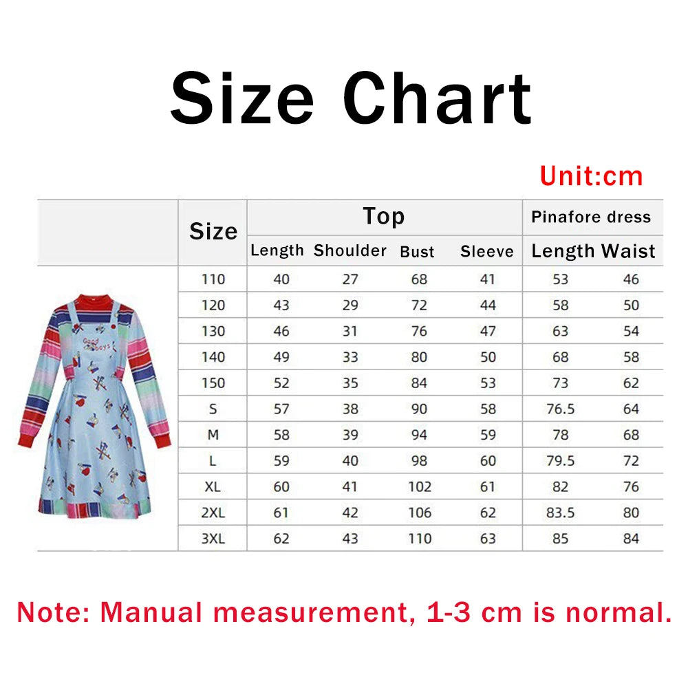 Horror Doll Colorful Striped Top Retro Men's Dress Halloween Costume - product image 4