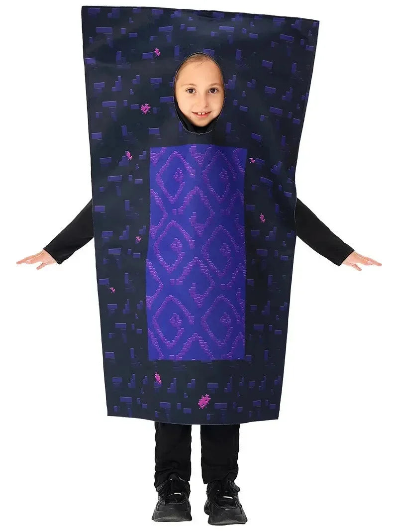 Boys Craft Villager Costume Deluxe Kids Games Party Armor Suit Creep Jumpsuit Blue