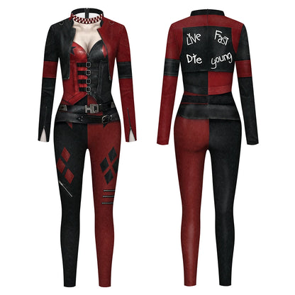 Color Cosplayer Clown Jumpsuit Hero Costume Halloween Dress Suit Leggings Sleeve Bodysuit - kid jumpsuit / XXL