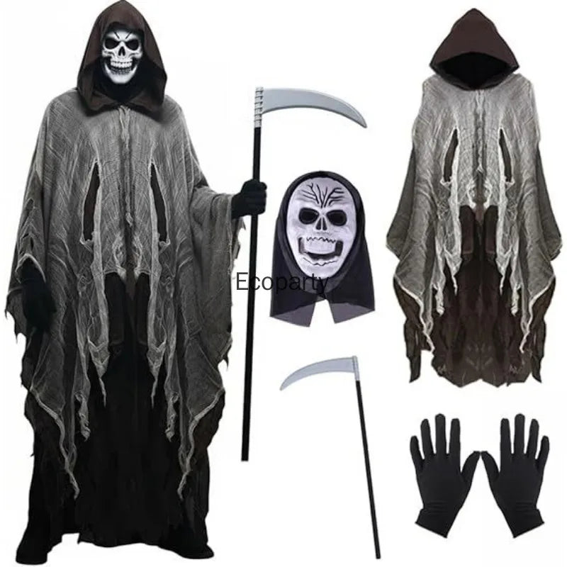 Adult Grim Reaper Costume – Hooded Cloak & Horror Accessories