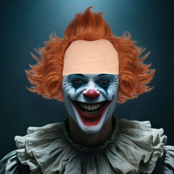 Synthetic Clown Wig for Halloween Cosplay -Orange Curly Hair with Realistic Bald Cap, Perfect for It Movie - product image 1
