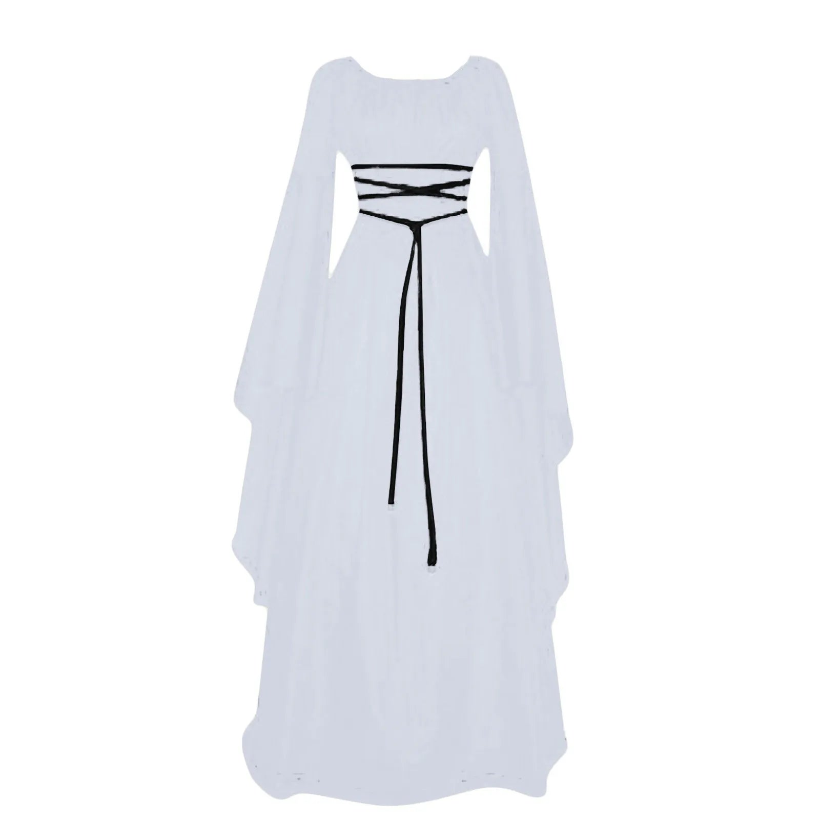 Women's Medieval Long Sleeved Round Neck Lace-Up Waist Irregular Costume - alternate view 5