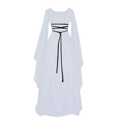 Women's Medieval Long Sleeved Round Neck Lace-Up Waist Irregular Costume - alternate view 5