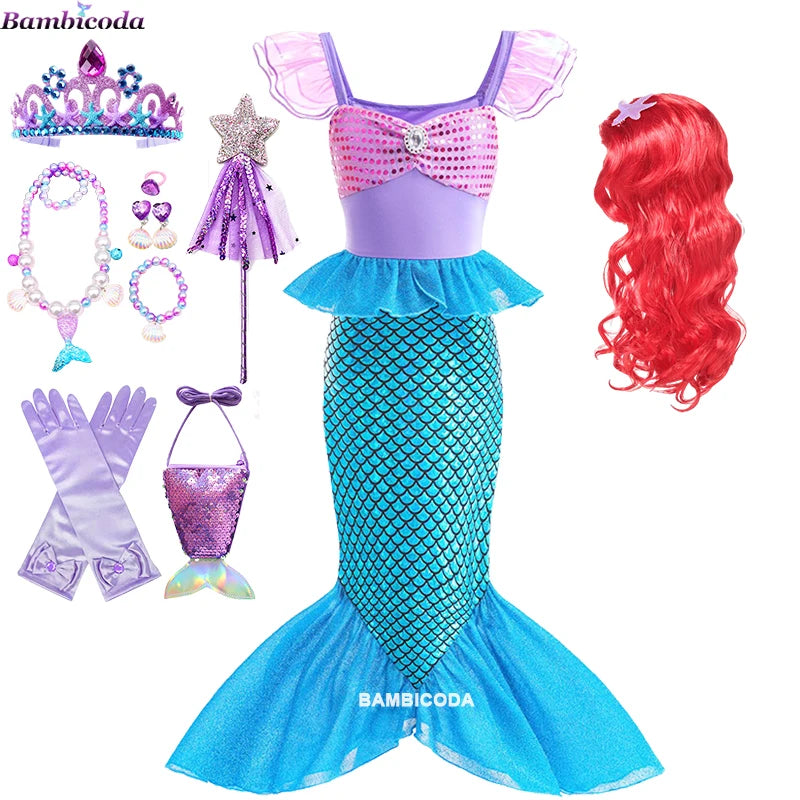 Ariel-Inspired Mermaid Princess Costume for Girls | Dress-Up Gown