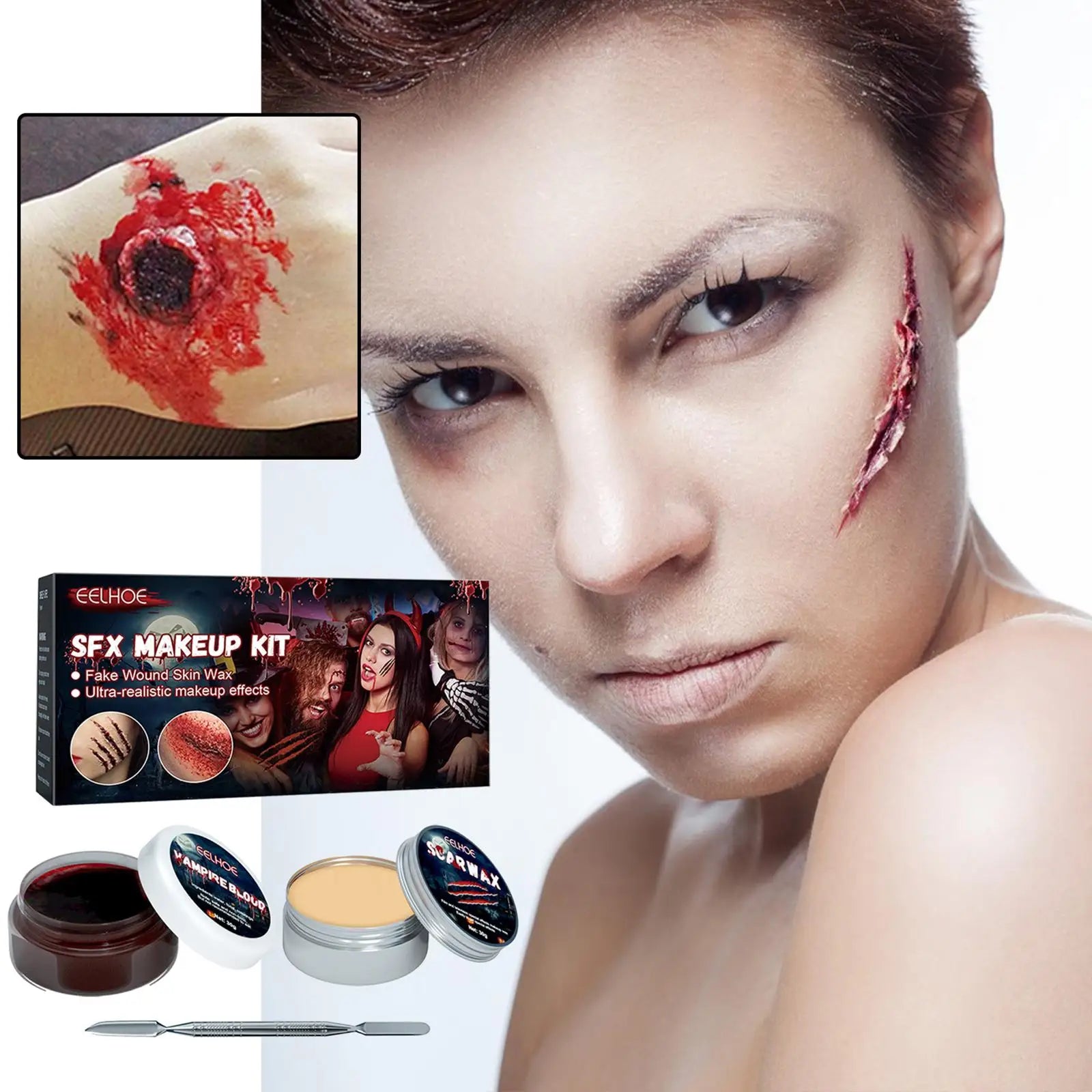 Professional Halloween Makeup Kit Fake Wound Scar Fake Blood Paint Scar Wax Halloween Special Effect Make Up - product image 5