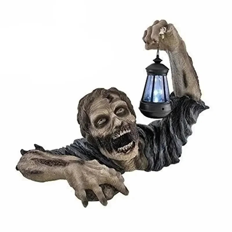 1pc Halloween Zombie Crawling Horror Decor Scary LED Lights Zombie Holding Lantern - View 3