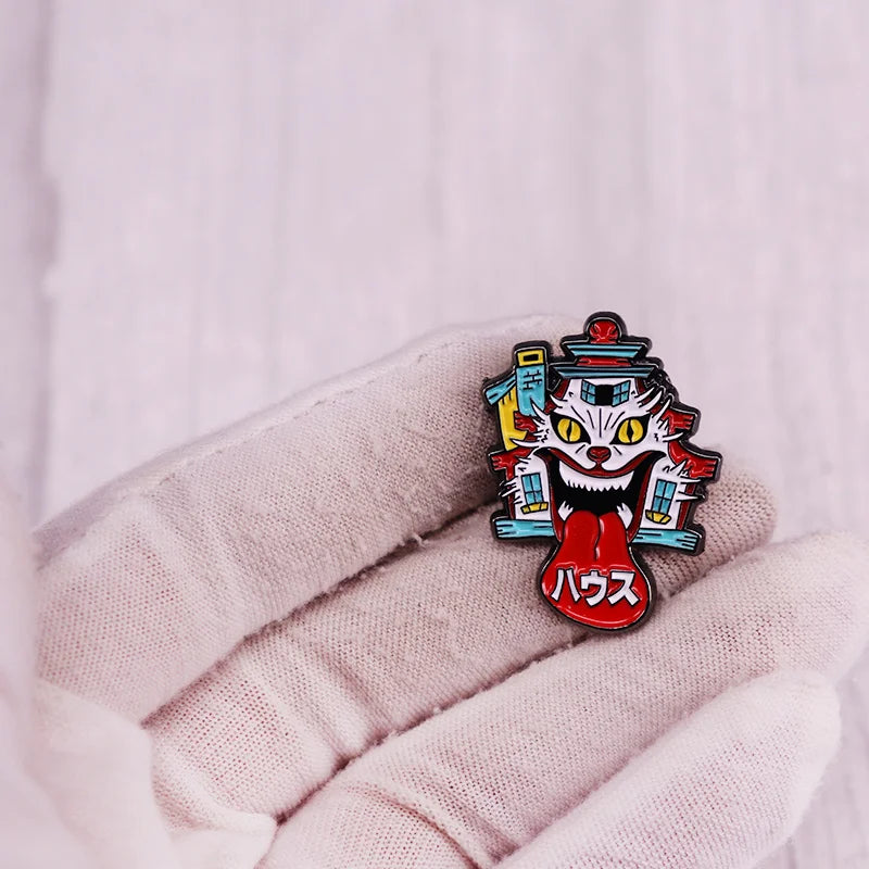 Halloween Horror Funny Midnight Movie Japanse Film Hausu 1977 Enamel Pin Weird Cat House Badge Brooches - product image 3