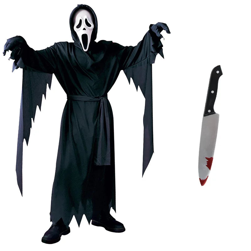 Hooded White Ghost Horror Costume with Mask - product image 7