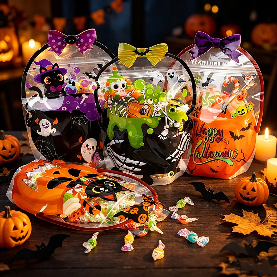 12-Pc Cartoon Pumpkin Candy Gift Bags Trick Or Treat Favors Snack - product image 2