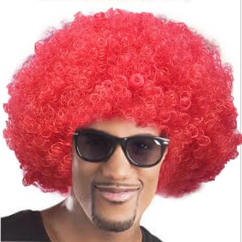 80s Clown Wig Afro Puff Synthetic Halloween Costume Anime Fancy Costume Accessory - Purple