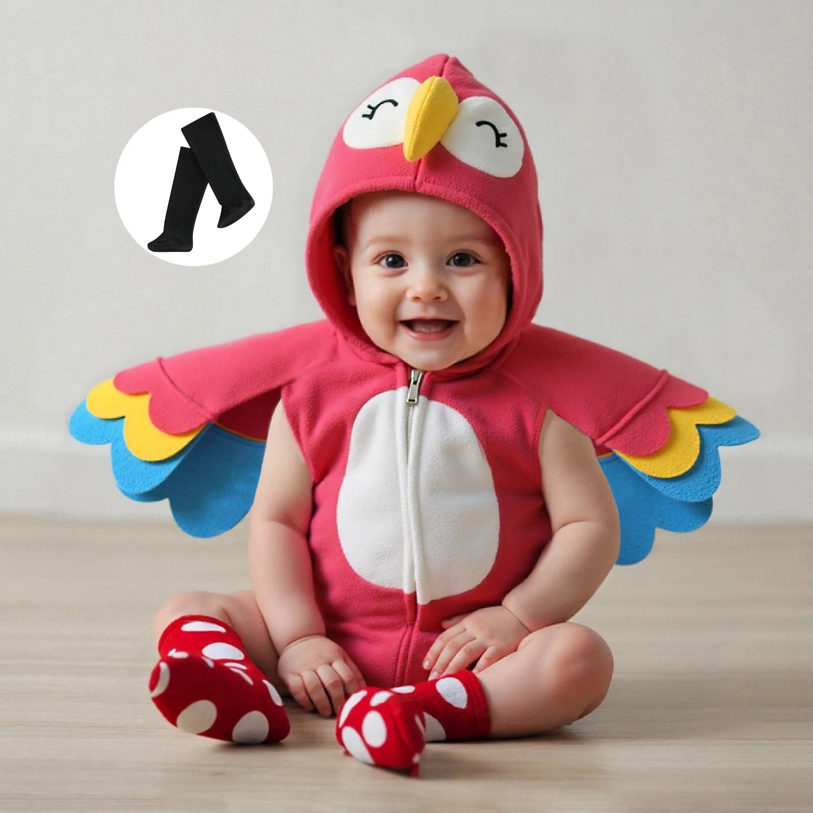 Kids' Hooded Romper Jumpsuit Long Socks Bird Costume