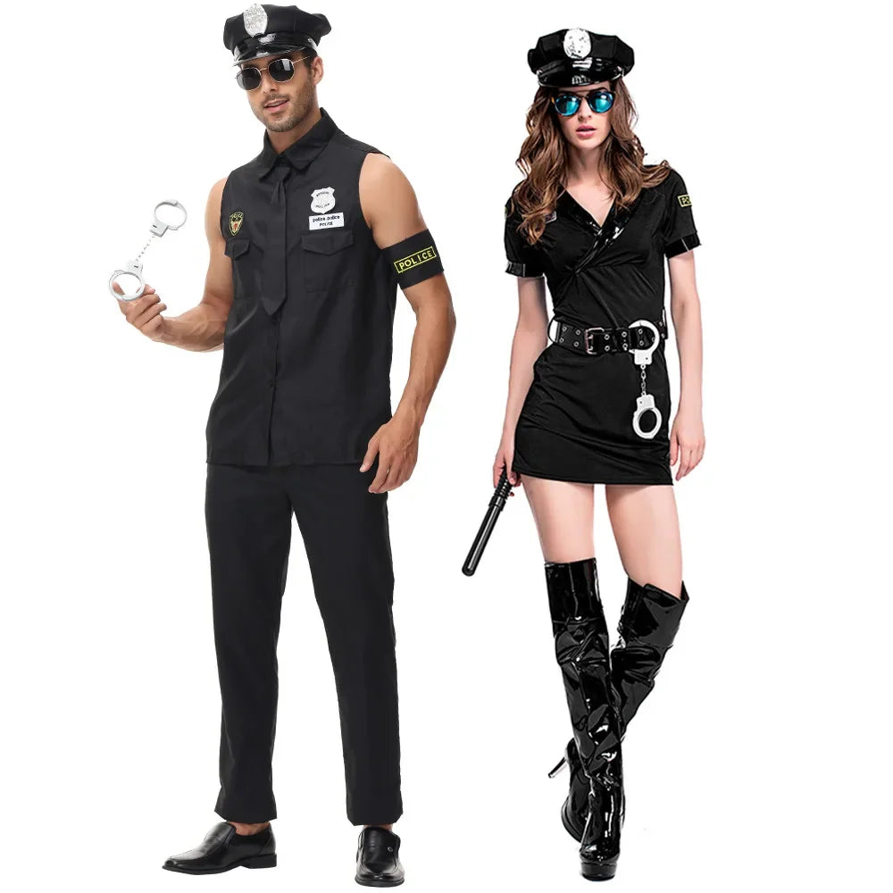 Halloween Adult Police Officer Policeman Costumes Costume for Polices Men Women Couples - Women / XXL