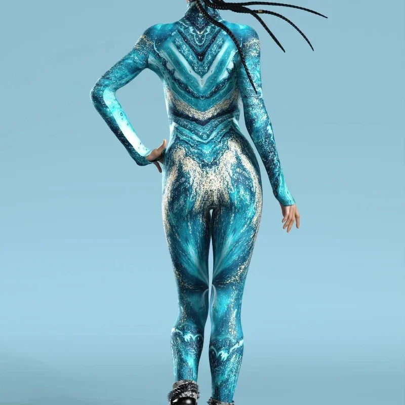 Sexy Zentai Bodysuit Colorful Halloween Costume for Women Outfit Sleeve Front Zipper - K / Adult XL