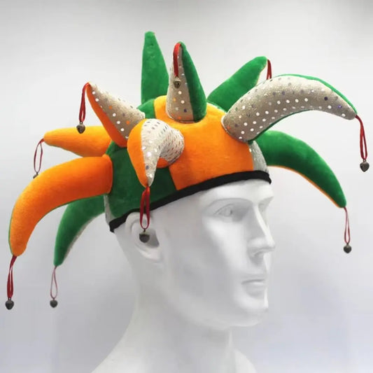 Tentacle Shaped Clown Hat Dress Up Colourful Clown Joker Caps with Bells Hat Halloween - Colorful