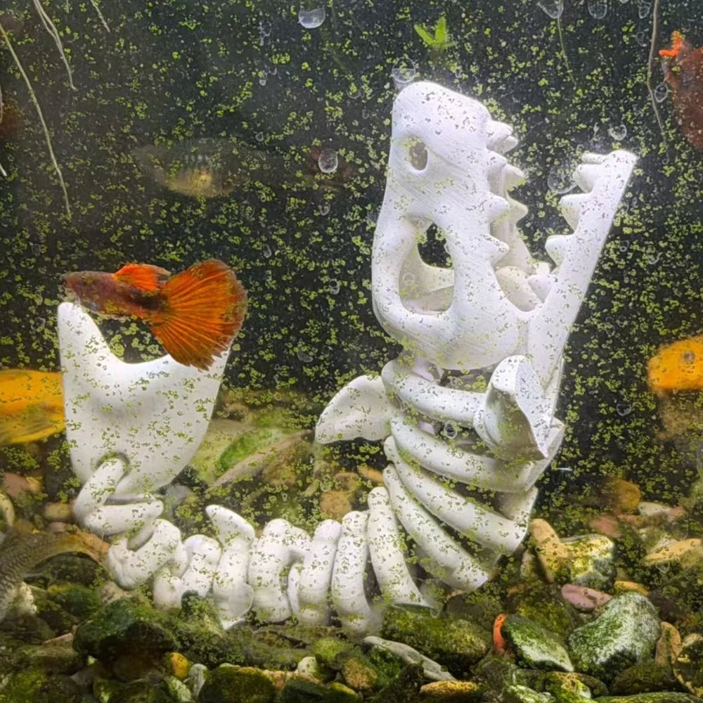 Spooky Shark Skeleton Aquarium Decor Articulated Ornament Reptiles Fish Tank Landscapes Fish Shrimp Shelter Aquarium Accessories