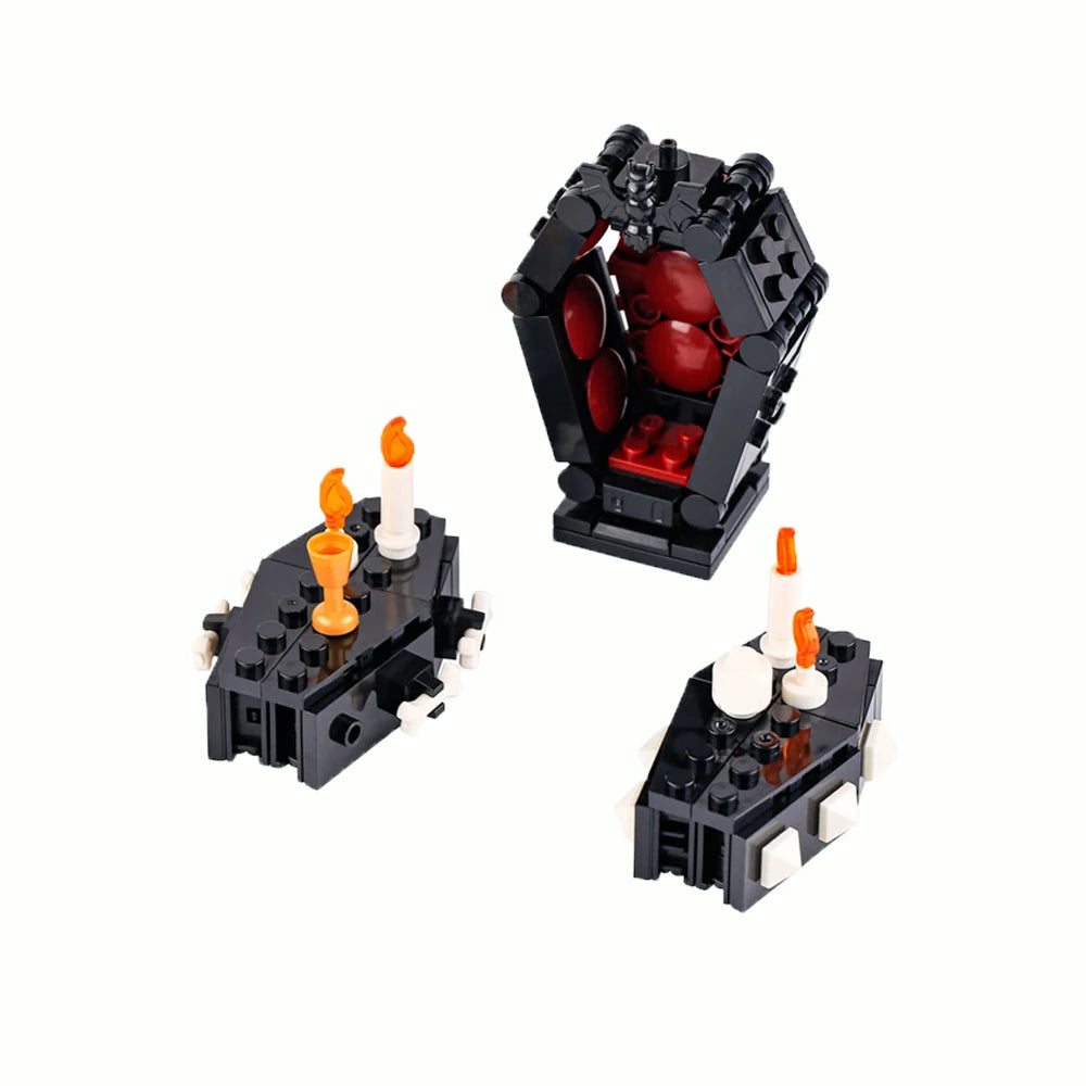 MOC Halloween Skeleton Horde Building Blocks Dark Castle with Vampire Throne DIY Medieval - B32-42